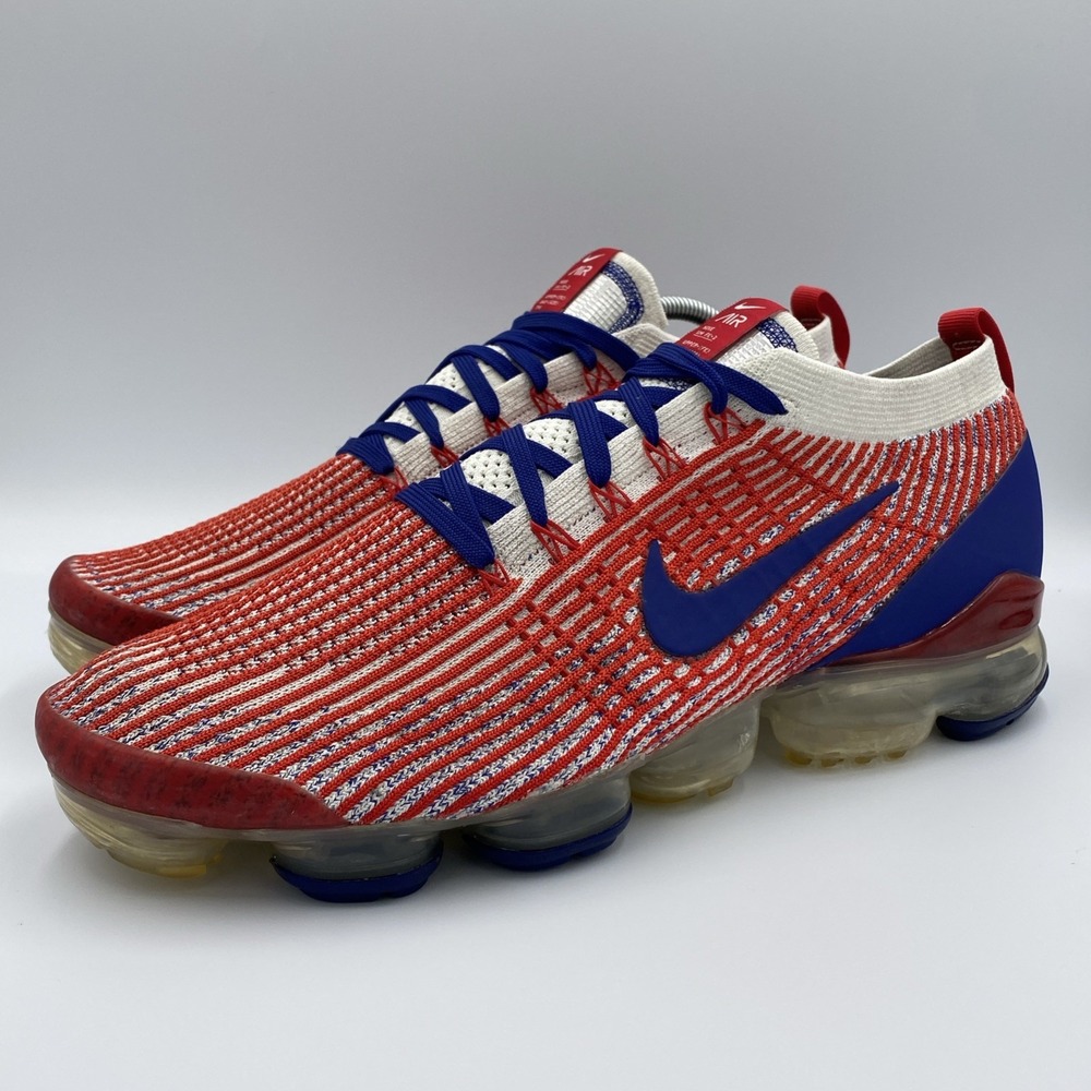 Nike Air VaporMax Flyknit 3 Men's 13 Red White Blue USA Running Shoes CW5585-100